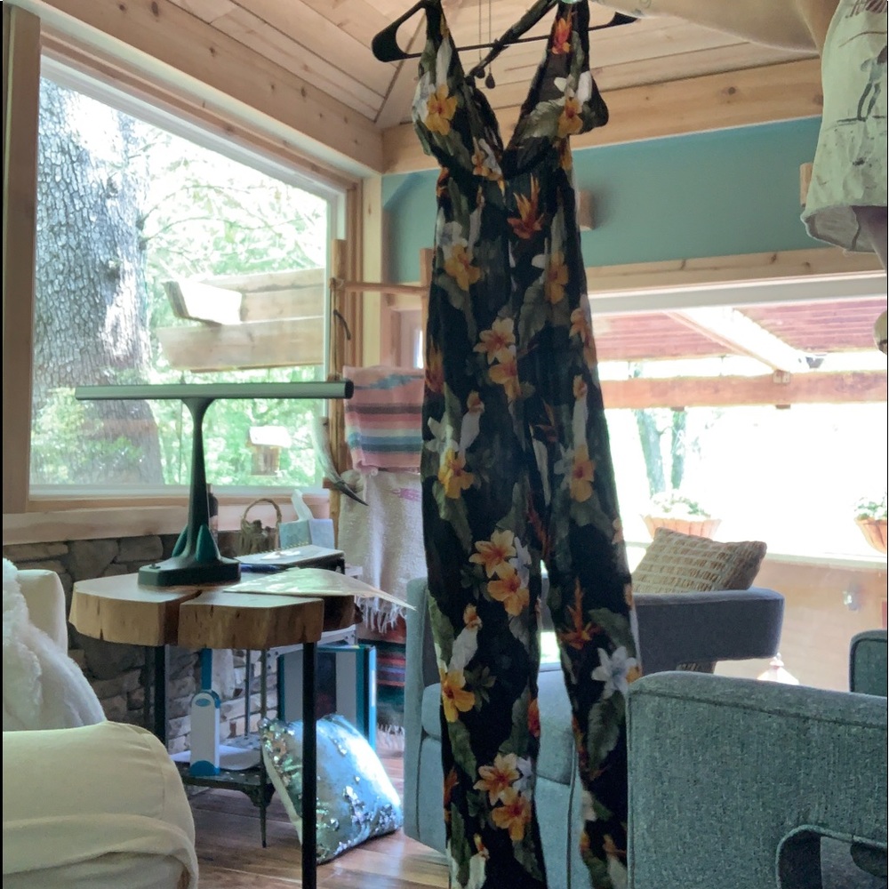 SOLD! Floral Open Back Jumpsuit